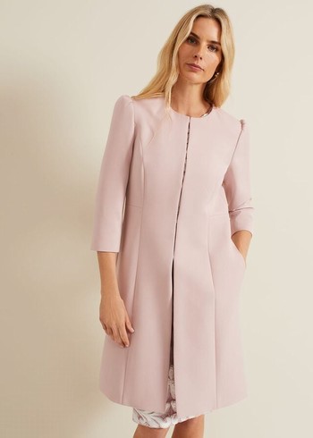 Phase Eight Venita Bow Long Coats Rose Canada | LTPIVY-580